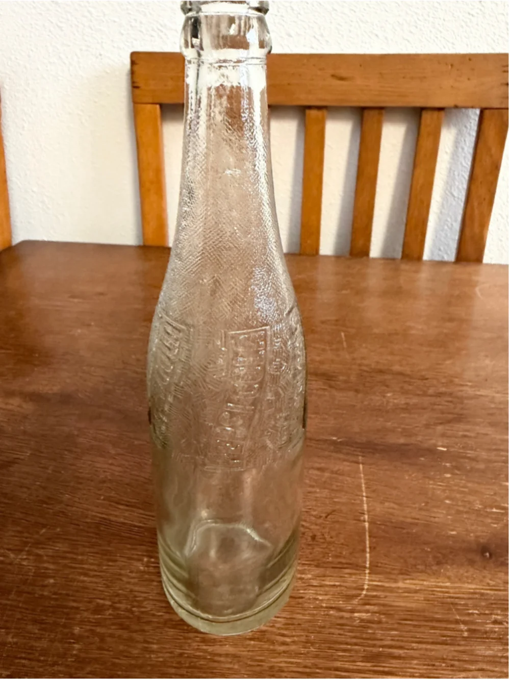 Vintage Embossed Pepsi-Cola Clear Glass Soda Bottle Textured Swirl Design Collec